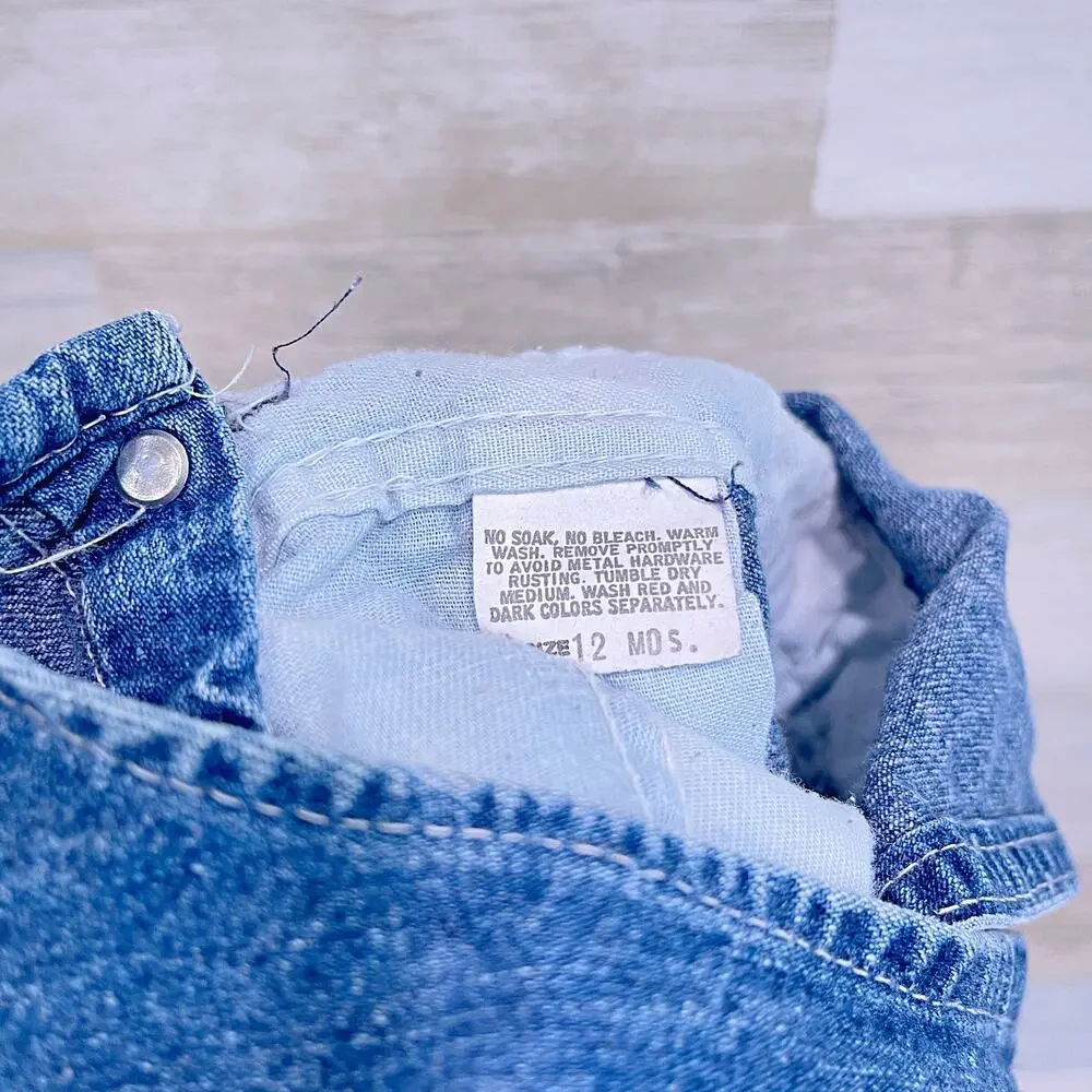 OSHKOSH B'GOSH Vintage Vestbak Denim Overalls Blue Cotton USA Baby 12 Month 12M